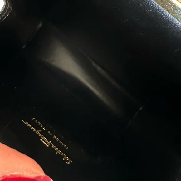 *SOLD*Authentic Salvatore Ferragamo Leather Black Bow Bag w/ Gold Chain - Picture 16 of 17